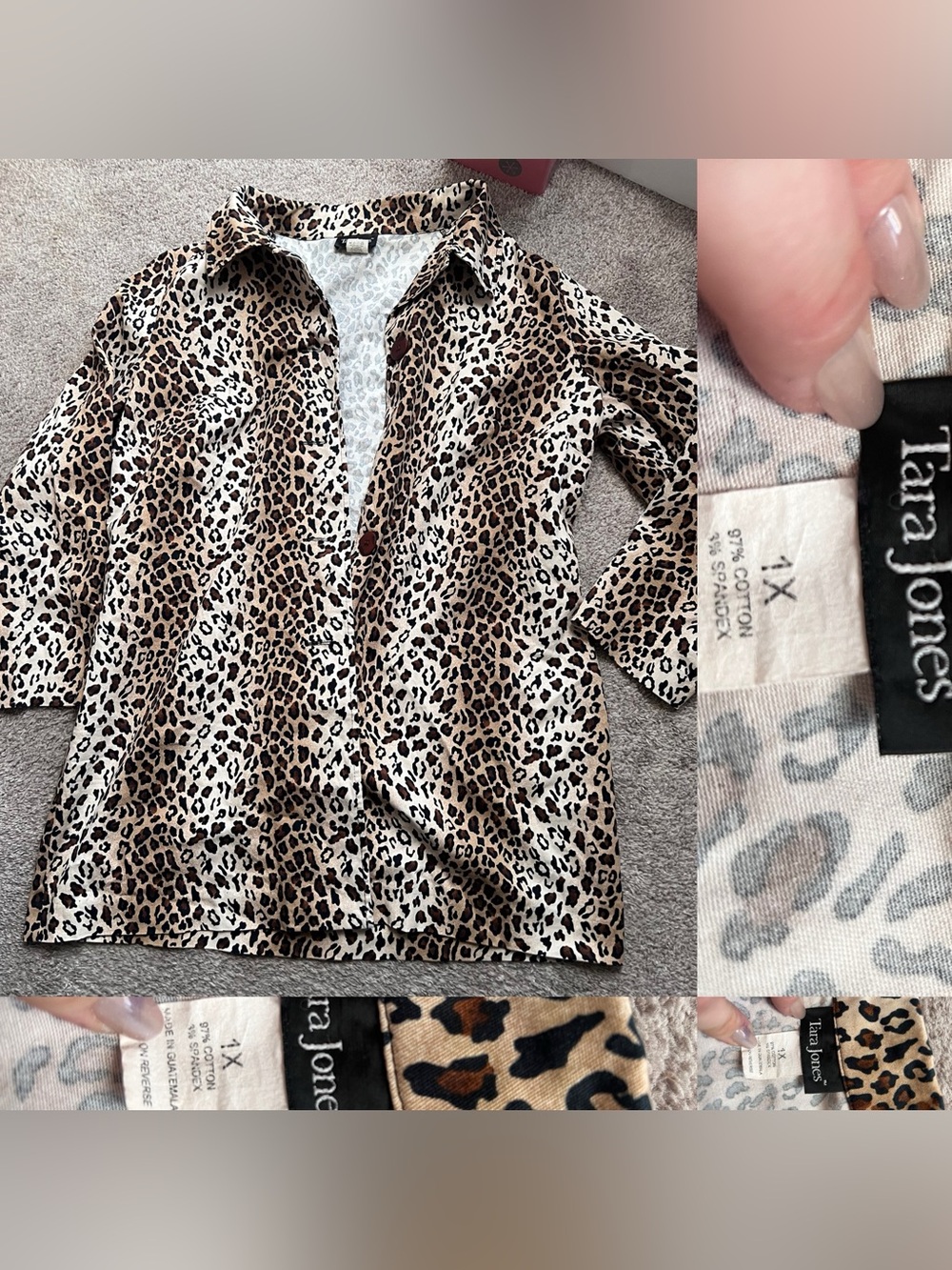 Tara Jones Leopard Print Button-Up (Beige/Brown/Black)